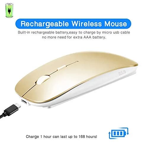 KLO Bluetooth Mouse for MacBook/Laptop/Notebook/pc/iPad/Chromebook, Wireless Mouse for MacBook Pro/AIR (Gold) | 1600 DPI, Rechargeable, Compatible with Mac & Windows thumbnail 4