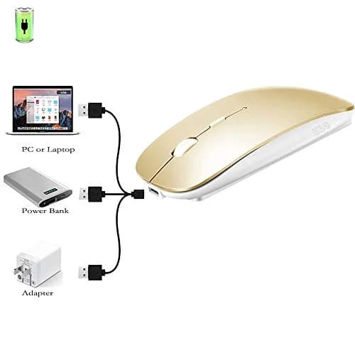 KLO Bluetooth Mouse for MacBook/Laptop/Notebook/pc/iPad/Chromebook, Wireless Mouse for MacBook Pro/AIR (Gold) | 1600 DPI, Rechargeable, Compatible with Mac & Windows thumbnail 5