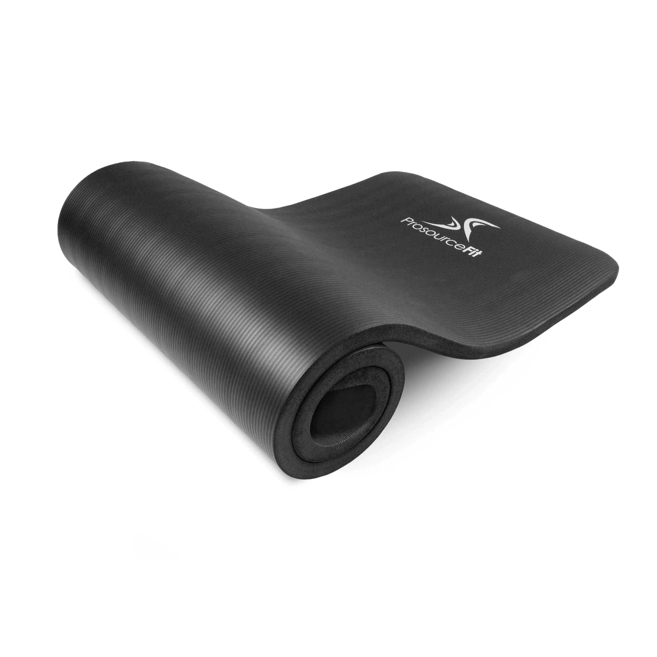 ProSourceFit Extra Thick Yoga and Pilates Mat ½” (13mm) 71-inch Long | High Density Exercise Mat with Comfort Foam and Carrying Strap — Black / 1"