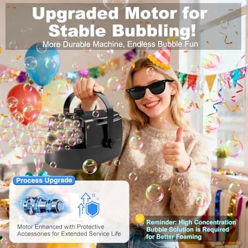Zerhunt Durable Bubble Machine for Party | 18000+ Bubbles/Min High Output | 320ml Tank, 30 Min Playtime | ASTM Certified thumbnail 4