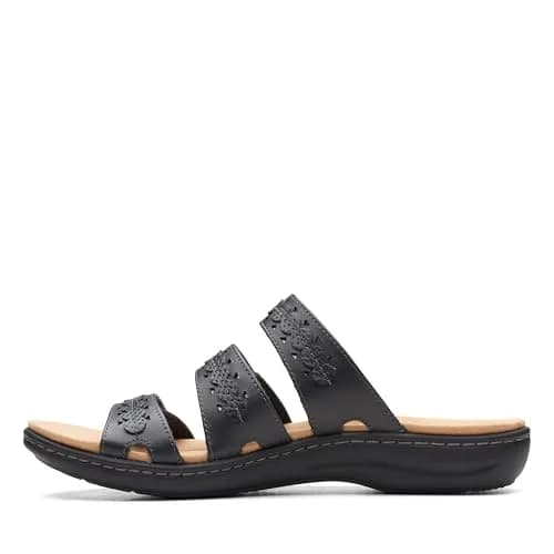 Clarks Women's Laurieann Cove Flat Sandals Black Leather 8.5 Narrow | 24/7 Comfort & Versatility thumbnail 7