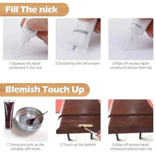 SEISSO Wood Fillers Furniture Repair Kit, 12 Colors, Wood Touch-up Paint, Scratch & Crack Fix, Wooden Floor & Furniture Restoration | 12 Colors, 20g Each thumbnail 7