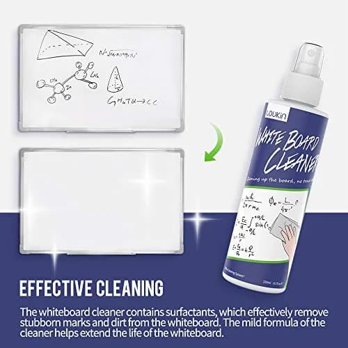 loukin Dry Erase Cleaner Spray 250ml (8.5 fl oz) | AP Certified Non-Toxic Whiteboard Cleaner with Microfiber Cloth thumbnail 3