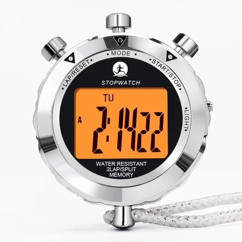 Rolilink Metal Stopwatch with Backlight & Alarm | 2 Lap Memory, 1/100 Sec Accuracy, 7.3cm (2.87in) thumbnail 2