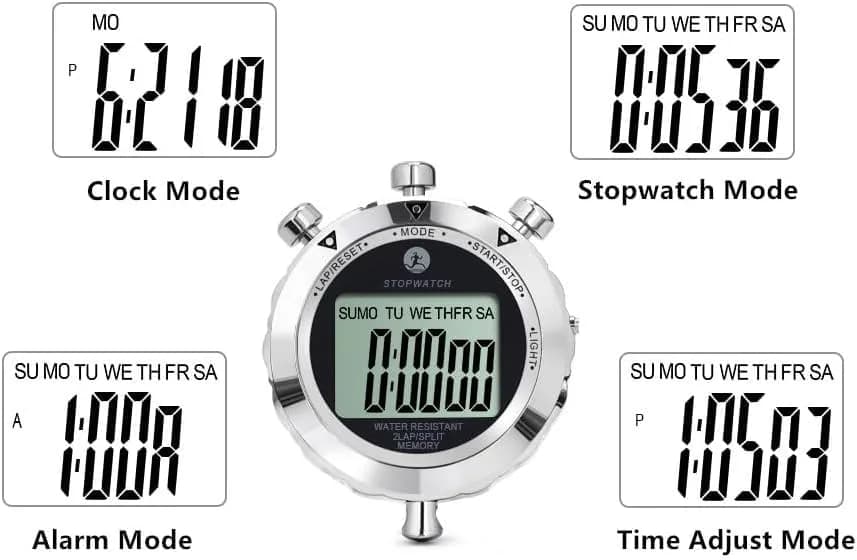 Rolilink Metal Stopwatch with Backlight & Alarm | 2 Lap Memory, 1/100 Sec Accuracy, 7.3cm (2.87in) thumbnail 5