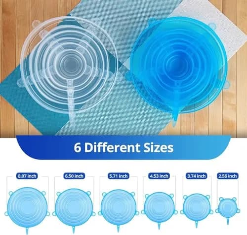 DAILY KISN Silicone Stretch Lids 6PCS | Reusable Food Covers for Bowls & Containers thumbnail 7