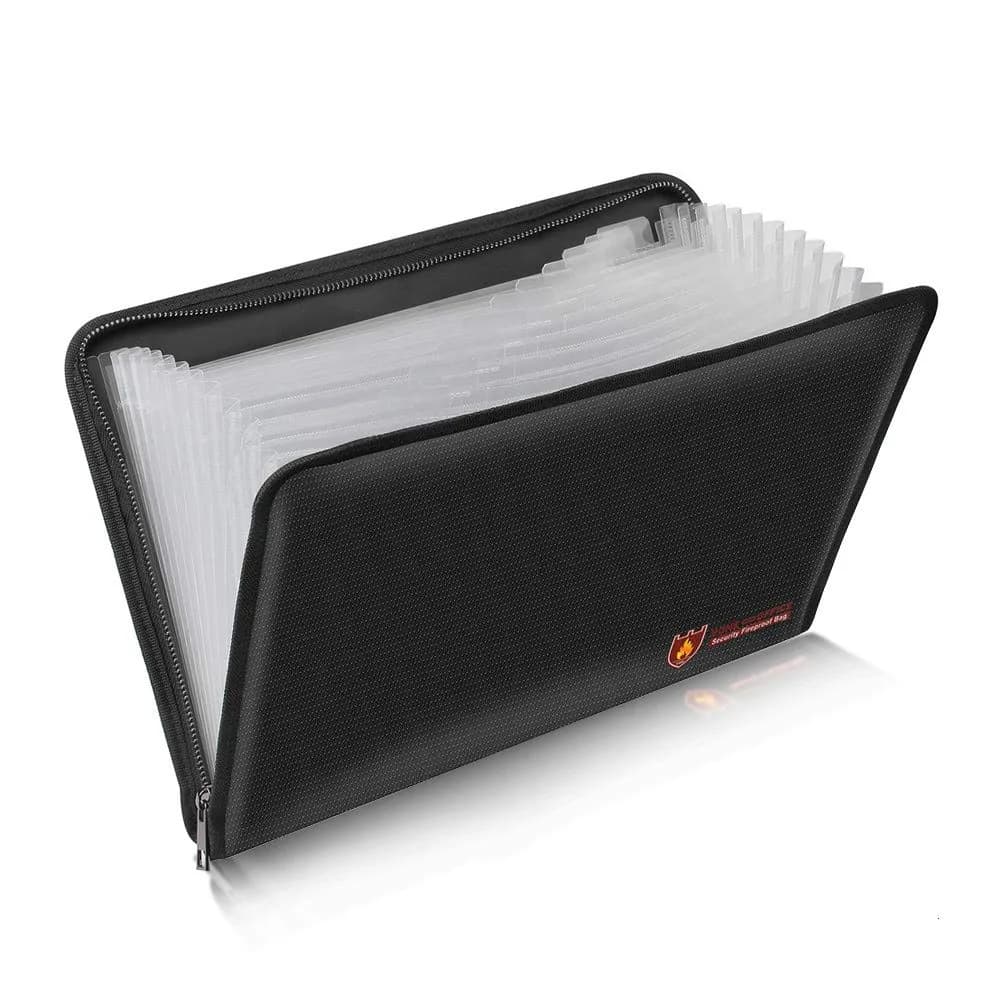HSP-HSWITI Fireproof Document Bag Fire & Water Resistant File Folder A4 12 Pockets | Waterproof Safe Document Holder — Clear