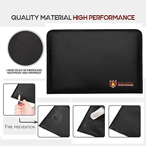 HSP-HSWITI Fireproof Document Bag Fire & Water Resistant File Folder 12 Pockets Clear | Waterproof Safe for Valuables thumbnail 4