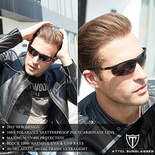 ATTCL Polarized UV Protection Sports Sunglasses for Men Aluminum-Mg Frame | Lightweight & Unbreakable thumbnail 2