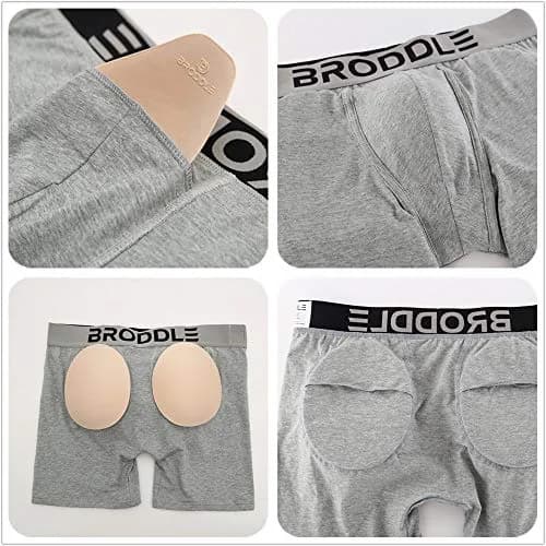 BRODDLE Men's Padded Boxer Briefs with Butt Enhancers - Grey Medium | Enhances Shape & Comfort thumbnail 7