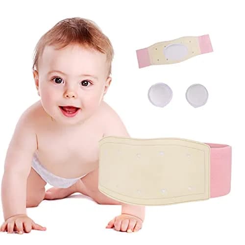 Paskyee Umbilical Hernia Belt for Newborns | Adjustable Cotton Navel Support Wrap, 4 Piece Set, Pink thumbnail 1