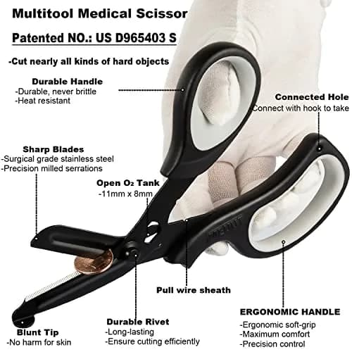 MEUUT 8-Inch Medical Trauma Shears (2-Pack) | Patented Surgical Grade Stainless Steel EMT Scissors thumbnail 3