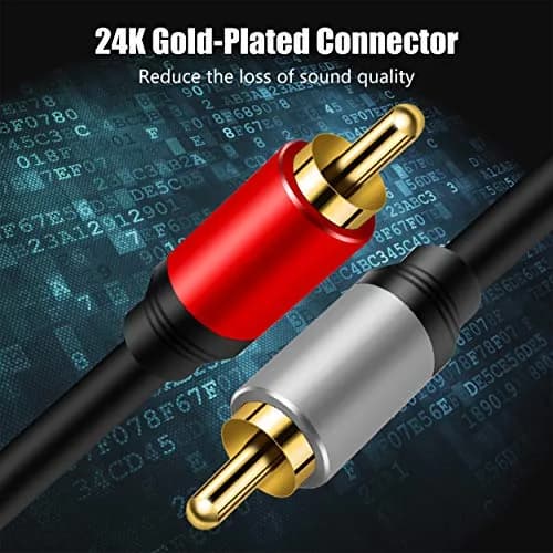 Tan QY 2 RCA to 2 RCA Audio Cable 5m (15ft) | Gold-Plated Connectors for Stereo Audio Transmission thumbnail 4