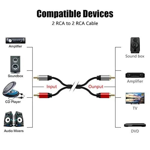 Tan QY 2 RCA to 2 RCA Audio Cable 5m (15ft) | Gold-Plated Connectors for Stereo Audio Transmission thumbnail 7