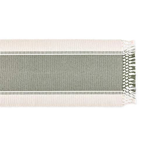 DII Dobby Stripe Table Runner 13x108 Artichoke & Cream | Elegant Cotton Design for Large Tables thumbnail 2