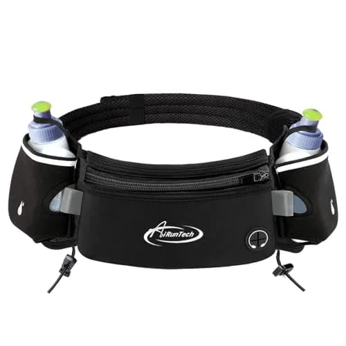 AiRunTech Running Belt with 2x 6oz Bottles & Phone Pocket | Unisex, Adjustable, No Bounce Hydration Pack thumbnail 1