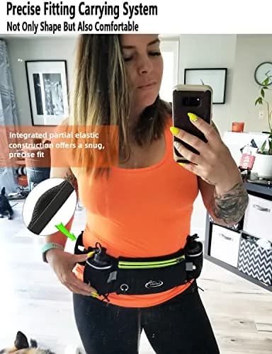 AiRunTech Running Belt with 2x 6oz Bottles & Phone Pocket | Unisex, Adjustable, No Bounce Hydration Pack thumbnail 8