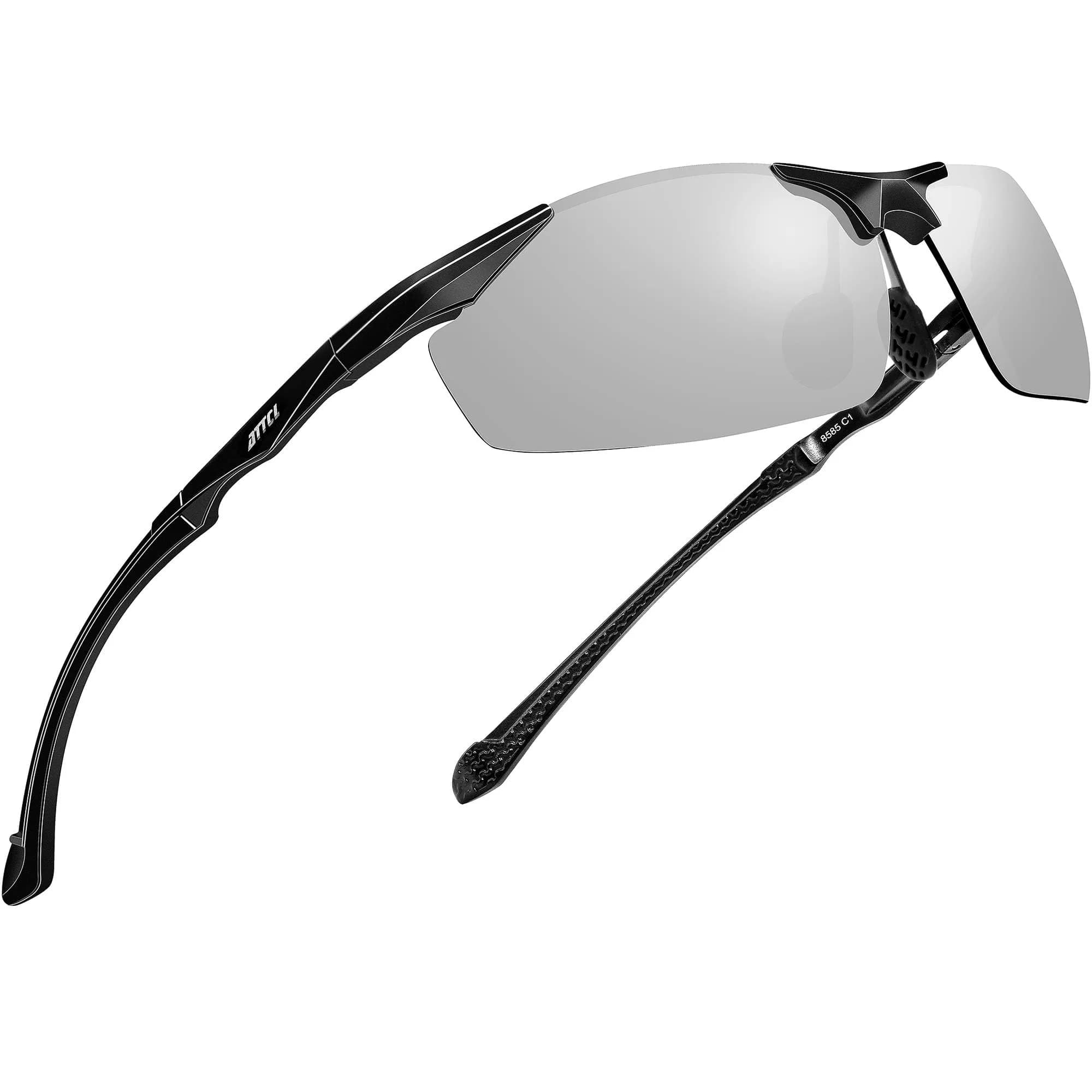 ATTCL Polarized UV Protection Sports Sunglasses for Men Aluminum-Mg Frame | Lightweight & Unbreakable — Silver/Mirrored Lens