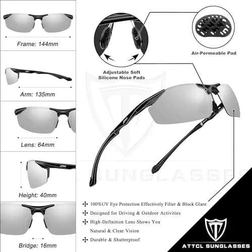 ATTCL Polarized Sports Sunglasses for Men | 64mm Lens Width thumbnail 5