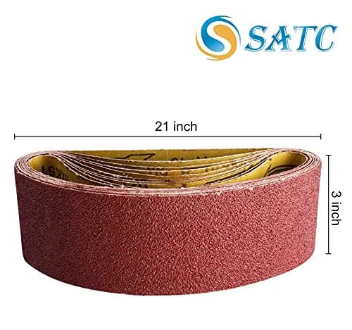S SATC Sanding Belts 3x21 Inch Aluminum Oxide 20 PCS Assorted Grits | For Belt Sanders thumbnail 5