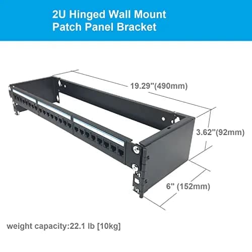 JINGCHENGMEI 2U 19-inch Hinged Wall Mount Patch Panel Bracket- 6-inch Deep | Easy Access & Maintenance thumbnail 5