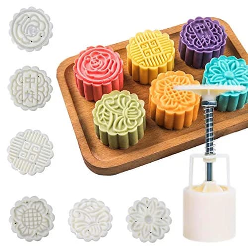 WeTop 6 PCS Round Moon Cake Mold Set 50g (1.8oz) | DIY Mid Autumn Festival Cookie Stamps thumbnail 1