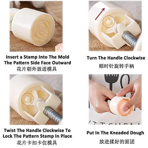 WeTop 6 PCS Round Moon Cake Mold Set 50g (1.8oz) | DIY Mid Autumn Festival Cookie Stamps thumbnail 6