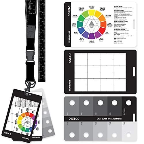 Pixiss Art Craft Kit | Artist Tools on Lanyard, Greyscale, Color Wheel, View Catcher (5x3") thumbnail 1