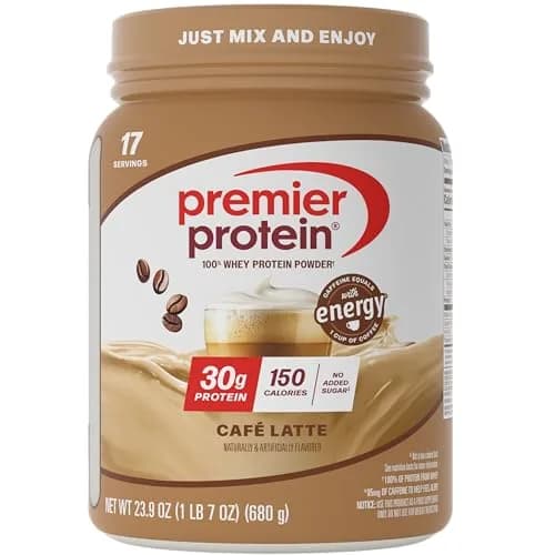 Premier Protein CAFÉ LATTE protein powder tub Whey concentrate 17 servings