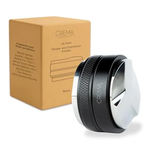 CREMA 53.3mm Coffee Distributor & Tamper | Adjustable Depth Tool | 53.3mm (2.1 inch) | Black thumbnail 1