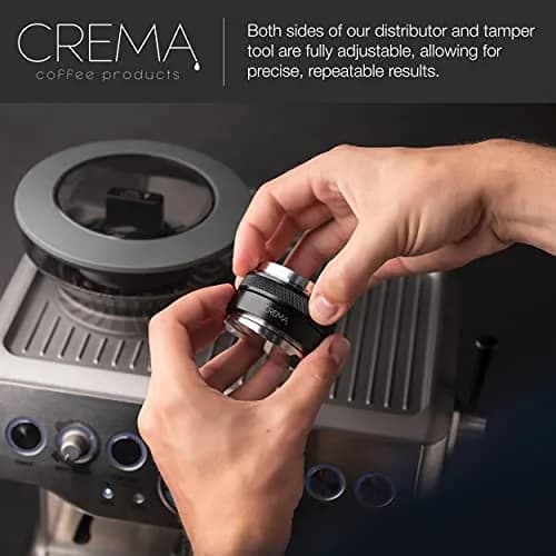 CREMA 53.3mm Coffee Distributor & Tamper | Adjustable Depth Tool | 53.3mm (2.1 inch) | Black thumbnail 2