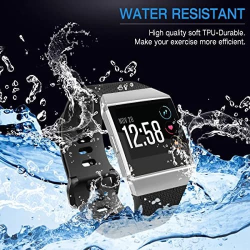 AIUNIT Replacement Band for Fitbit Ionic, Large Fuchsia TPU with Silver Buckle | Compatible with Fitbit Ionic Smart Watch thumbnail 5