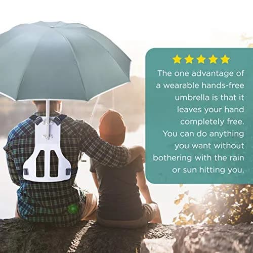 Primo Supply Wearable Hands-Free Umbrella 41 in (105 cm) | UV Sun & Rain Blocker for Outdoors thumbnail 6
