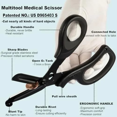 MEUUT 8-Inch Medical Trauma Shears (2-Pack) | Surgical Grade Stainless Steel EMT Scissors for Left & Right Hand thumbnail 4