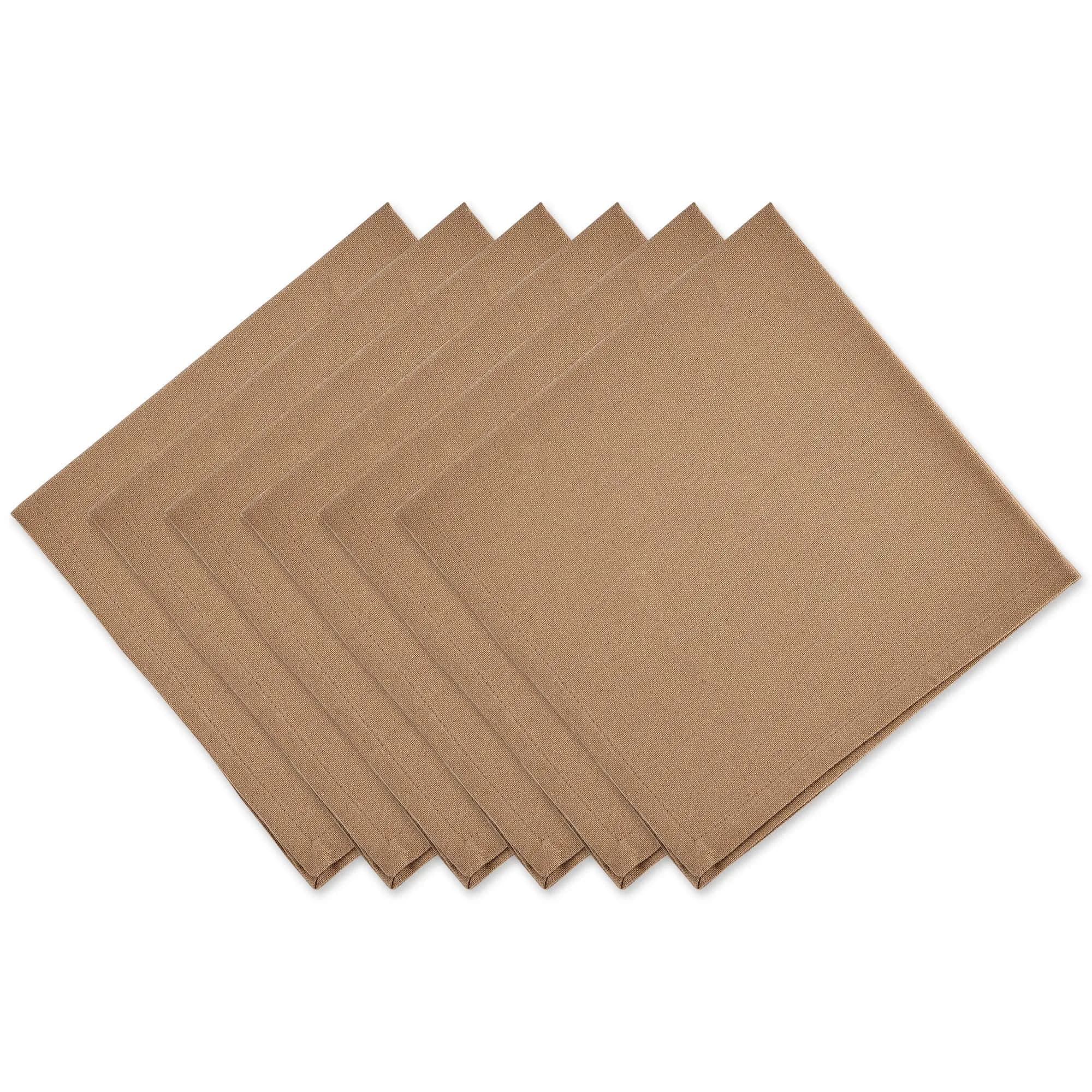 DII Solid Cotton Napkin Set 50.8cm x 50.8cm (20"x20") | Pack of 6 Stone Color