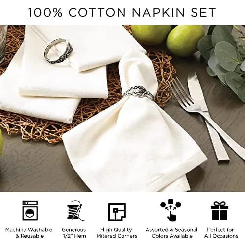 DII Solid Cotton Napkin Set 50.8cm x 50.8cm (20"x20") | Pack of 6 Stone Color thumbnail 8