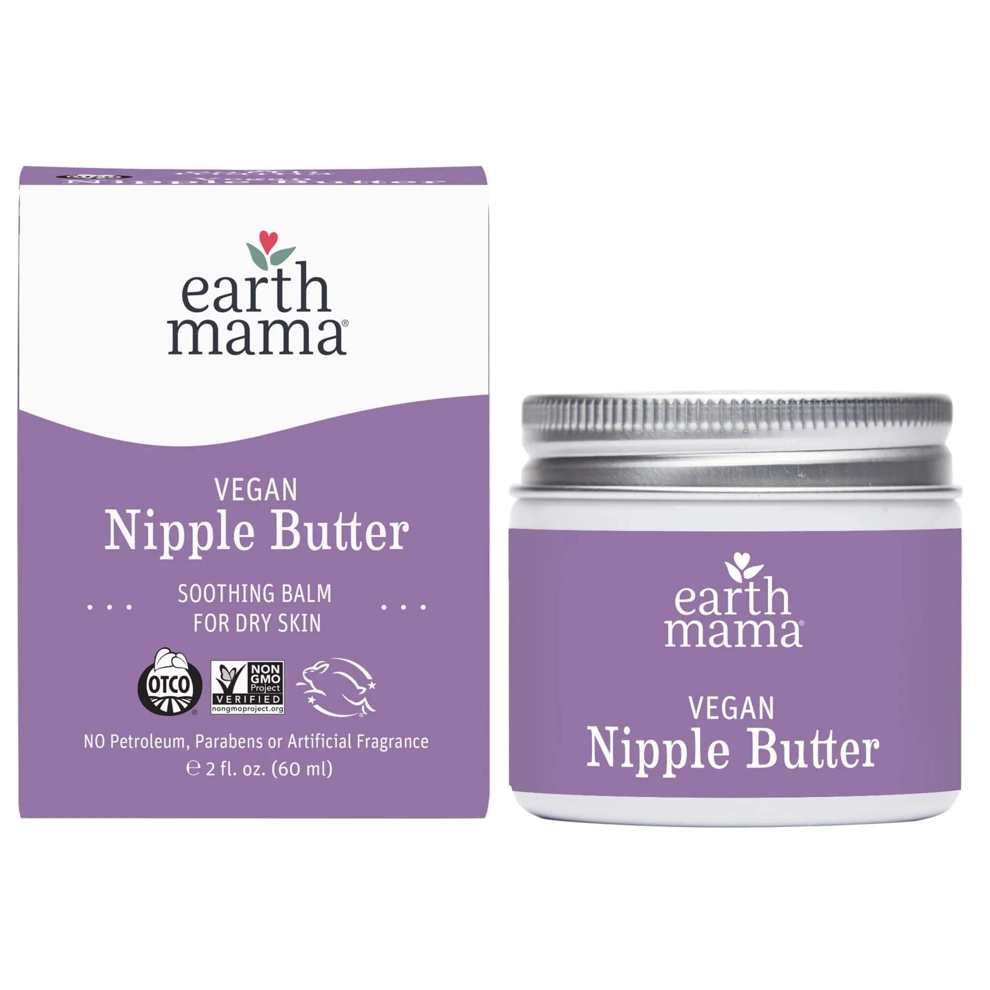 Earth Mama Vegan Nipple Butter | Cruelty-Free Breastfeeding Cream for Nursing Mamas | NO Lanolin, 118ml (4 Fl Oz) — Vegan