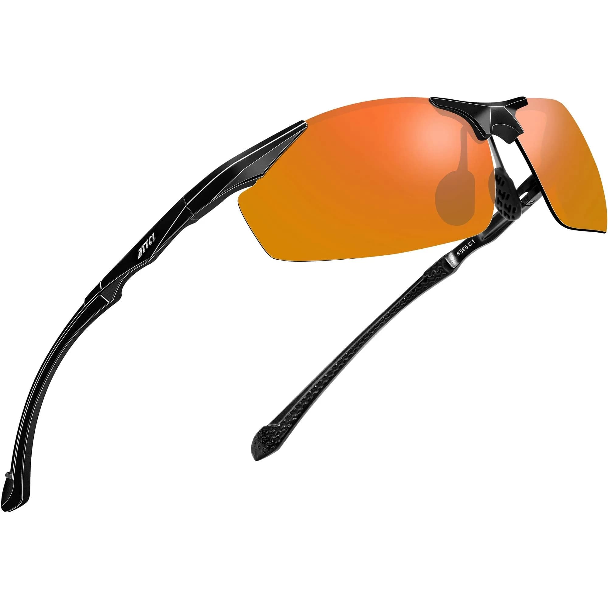 ATTCL Polarized UV Protection Sports Sunglasses for Men Aluminum-Mg Frame | Lightweight & Unbreakable — Red/Mirrored Lens