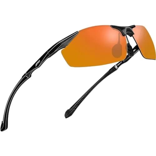 ATTCL Polarized UV Protection Sports Sunglasses for Men, Red/Mirrored Lens (64mm Lens Width) | Wrap-Around Design for Cycling & Driving thumbnail 1