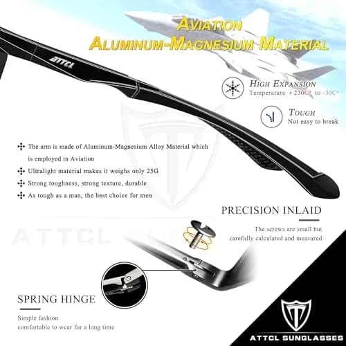 ATTCL Polarized UV Protection Sports Sunglasses for Men, Red/Mirrored Lens (64mm Lens Width) | Wrap-Around Design for Cycling & Driving thumbnail 4