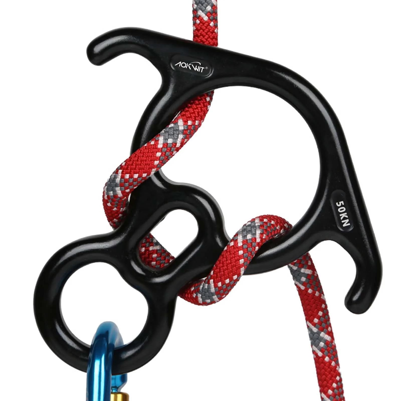 AOKWIT 50KN Rescue Figure 8 Descender 282g (9.9 oz) | Bent-Ear Belay Device for Climbing & Rescue - main product image