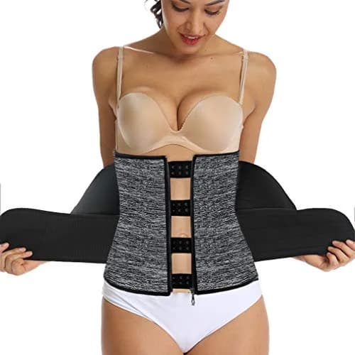 HOPLYNN Sweat Waist Trainer Body Shaper for Women Two Belts Gray 3X-Large (3XL) thumbnail 2