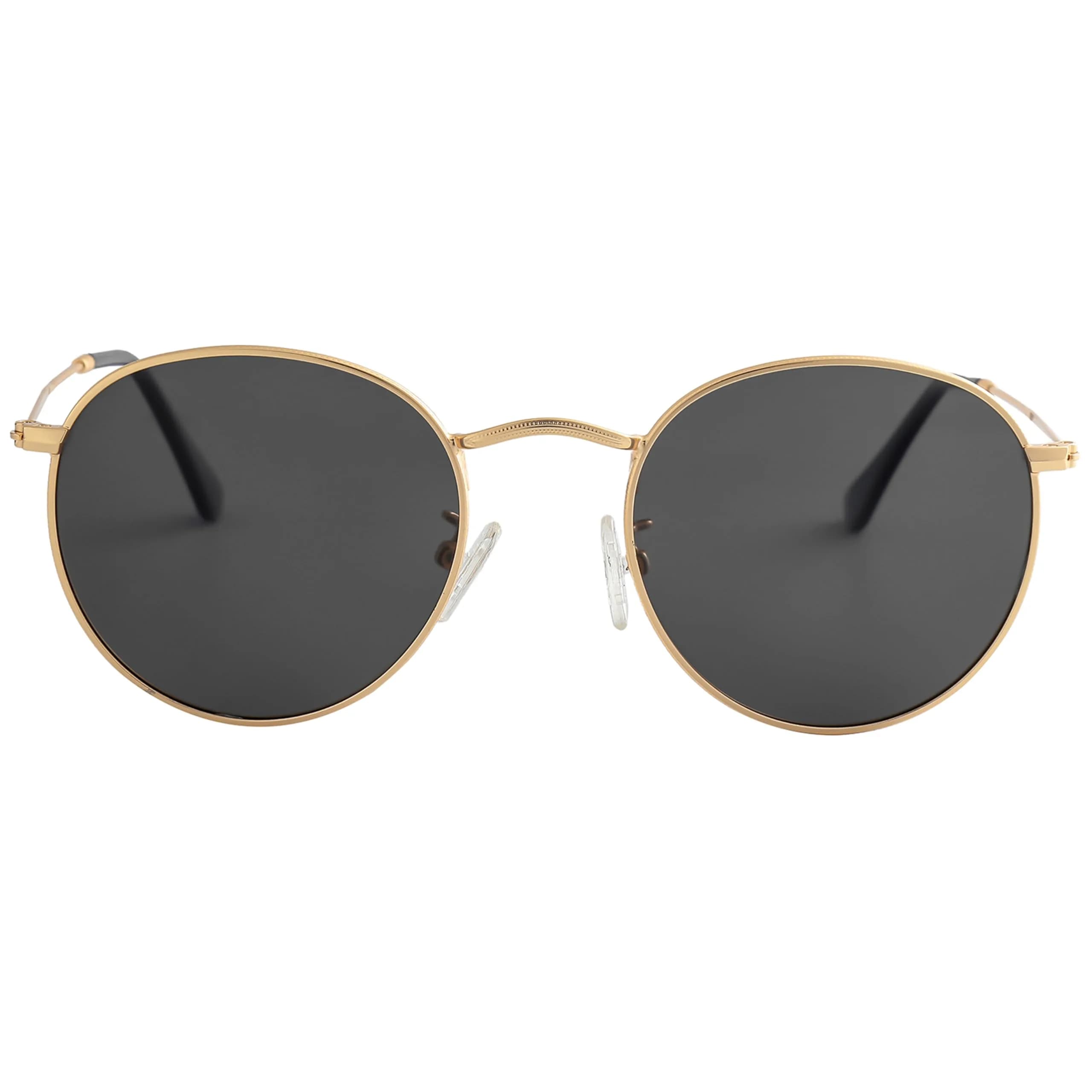 Kursan Small Round Metal Polarized Sunglasses for Men Women Mirrored Lens Classic Circle Sun Glasses (Gold Frame/Black Lens) | UV400 polarized