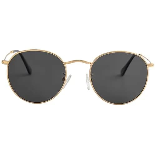 Kursan Small Round Metal Polarized Sunglasses for Men Women Mirrored Lens Classic Circle Sun Glasses (Gold Frame/Black Lens) | UV400 polarized thumbnail 1