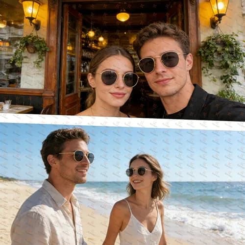 Kursan Small Round Metal Polarized Sunglasses for Men Women Mirrored Lens Classic Circle Sun Glasses (Gold Frame/Black Lens) | UV400 polarized thumbnail 4