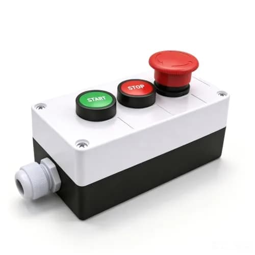 mxuteuk Red Electronic Switch with Emergency Stop & Momentary Start/Stop Buttons | 1NC 1NO Panel Mount thumbnail 2