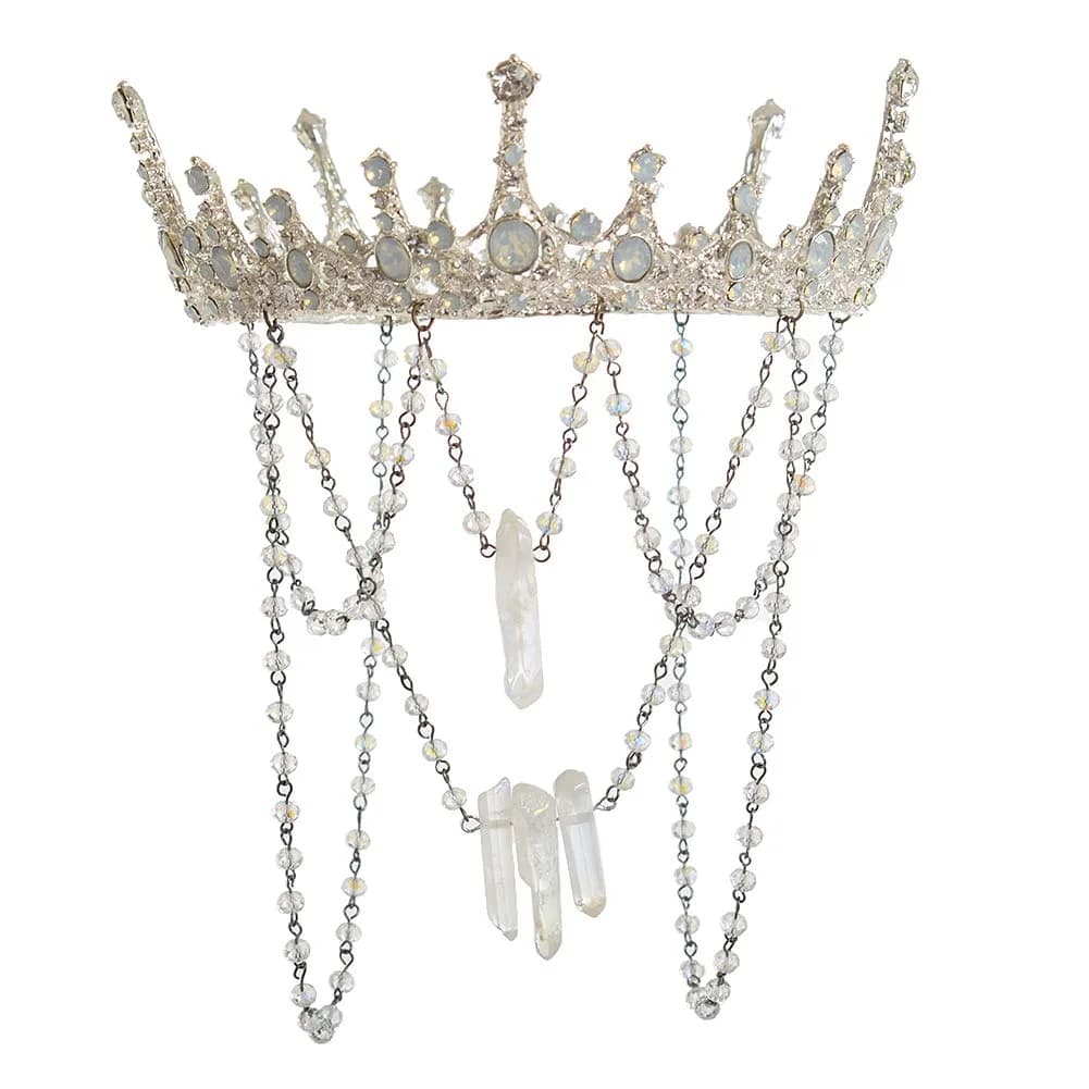 BPURB Baroque Queen Crown Red Rhinestone Tiara for Women | Classic Vintage Wedding Hair Accessories — White