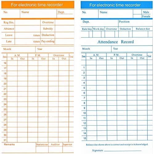 Flexzion Monthly Time Cards 270 Pack | 6 Column Double-Sided Monthly Format thumbnail 2