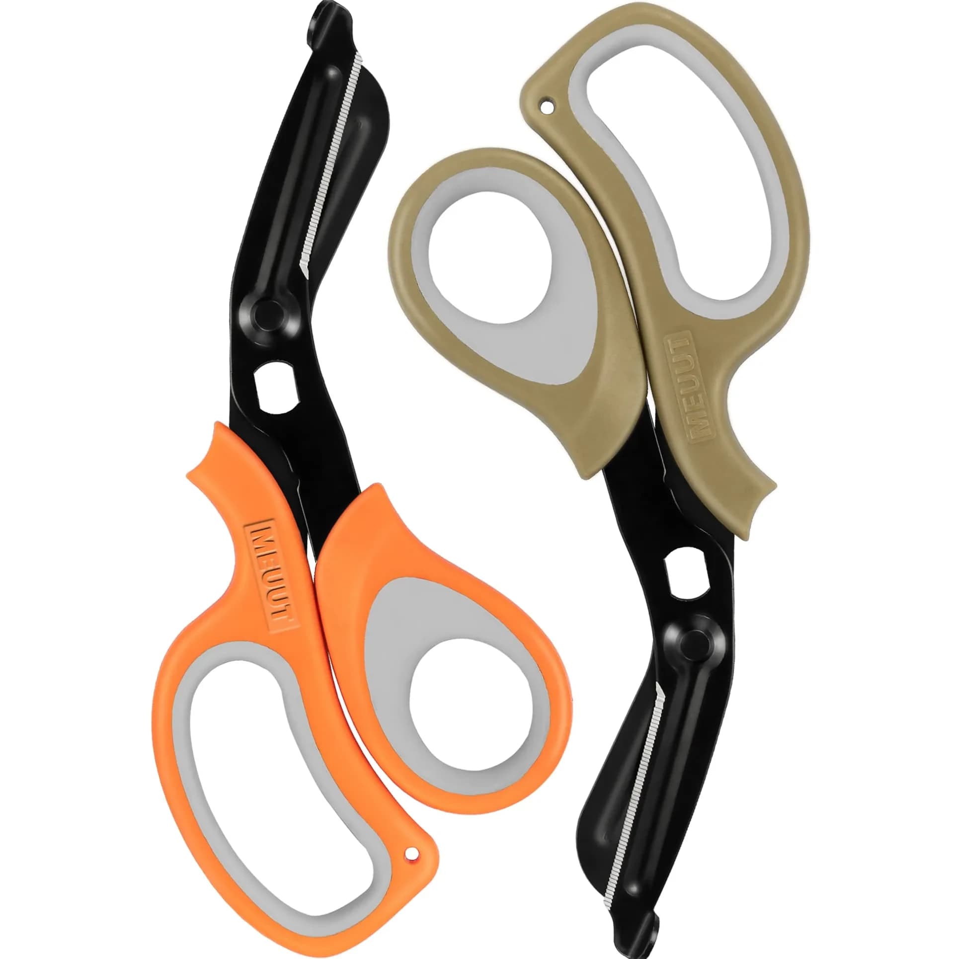 MEUUT 8-Inch Medical Trauma Shears (2-Pack) | Surgical Grade Stainless Steel with Serrated Blades — Orange+grey