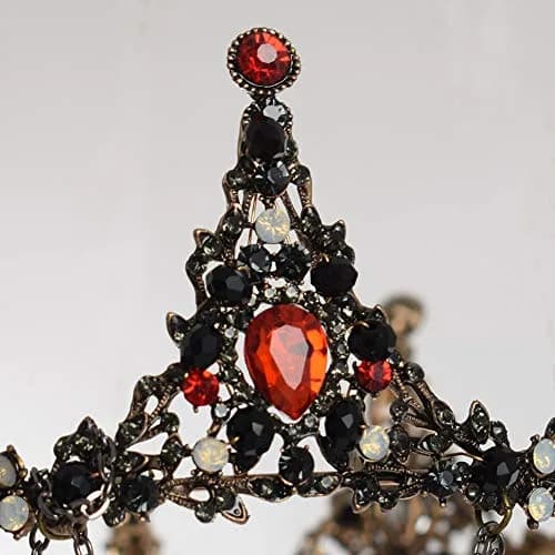BPURB Baroque Queen Crown Red Rhinestone Tiara for Women | Classic Vintage Wedding Hair Accessories thumbnail 4